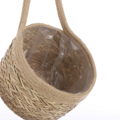 Anne Hangende Mand voor Planten - Set van 2 - H20 x Ø25 cm - Zeegras - Lichtbruin