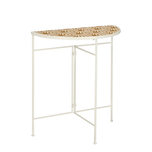 Odile Wandtafel voor Buiten - L63 x B32,5 x H71 cm - Metaal - Bruin, Wit