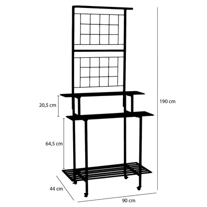 Greenrax Plantenstandaard - L90 x B44 x H190 cm - Metaal - Zwart