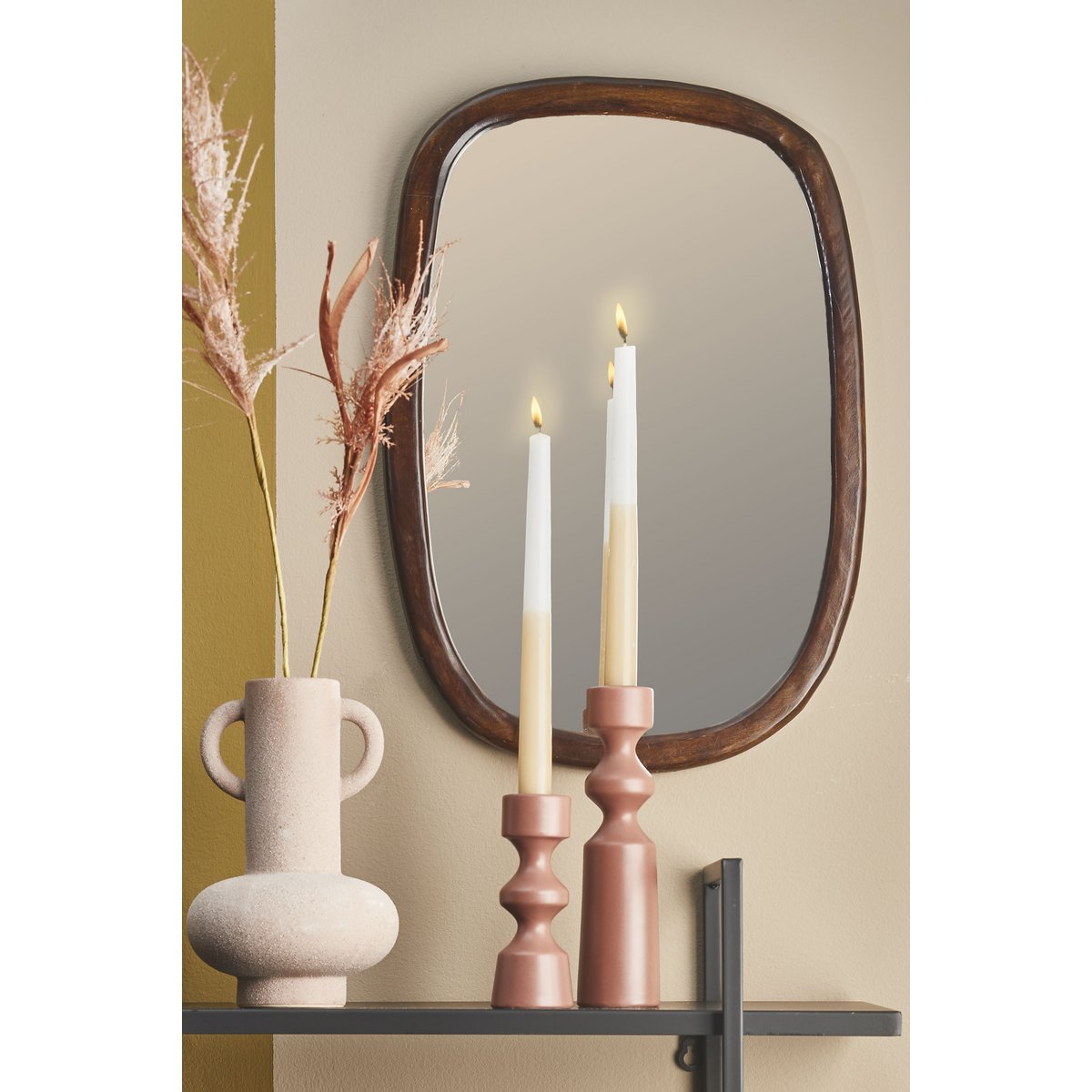 Bosco Spiegel - L35 x B50 cm - Mangohout - Donkerbruin