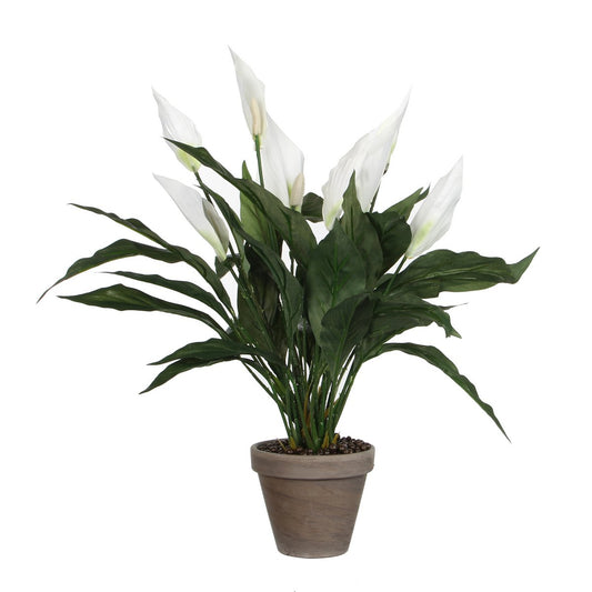 Spathiphyllum Kunstplant in Bloempot Stan - H50 x Ø40 cm - Wit